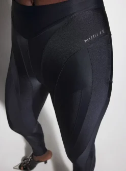 Women MUGLER black spiral leggings