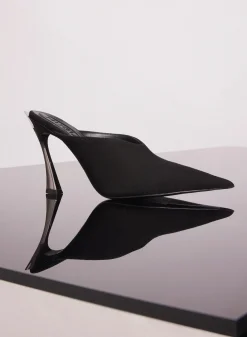 MUGLER black suede Fang 95 mules