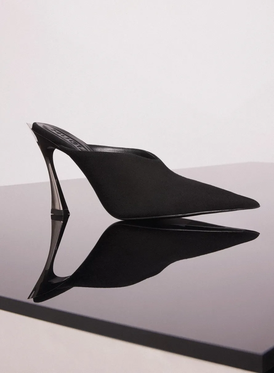 MUGLER black suede Fang 95 mules
