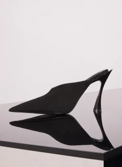 MUGLER black suede Fang 95 mules
