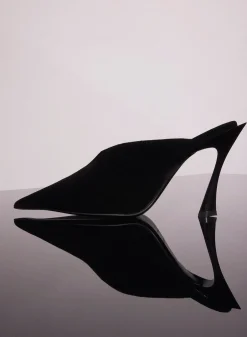 MUGLER black suede fang 95 mules