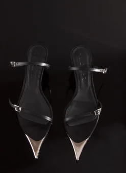 MUGLER Black suede Fang 95 sandals