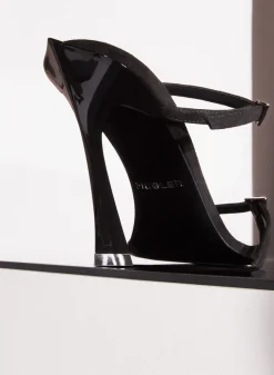 MUGLER Black suede Fang 95 sandals