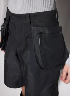 Women MUGLER black technical fabric cargo shorts