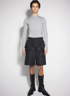 Women MUGLER black technical fabric cargo shorts