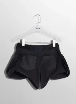 Women MUGLER black technical fabric cargo shorts