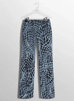 Women MUGLER black velvet print straight leg jeans