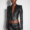 Women MUGLER black zipped leather jacket