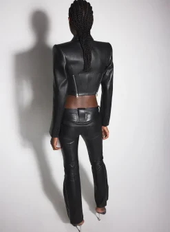 Women MUGLER black zipped leather jacket