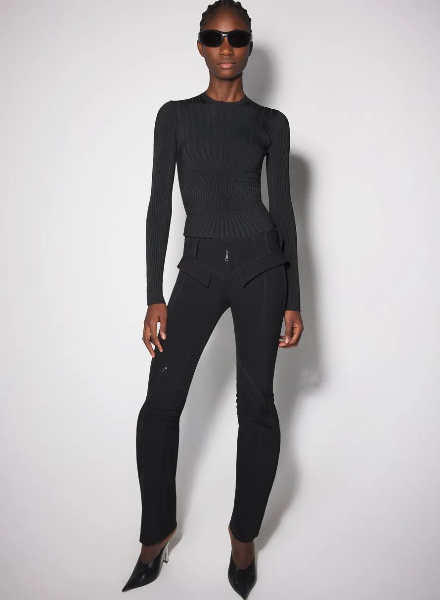 Women MUGLER black zipped scuba pants