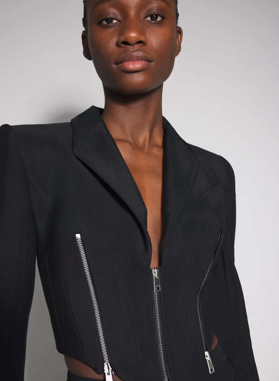 Women MUGLER black zipped wool jacket