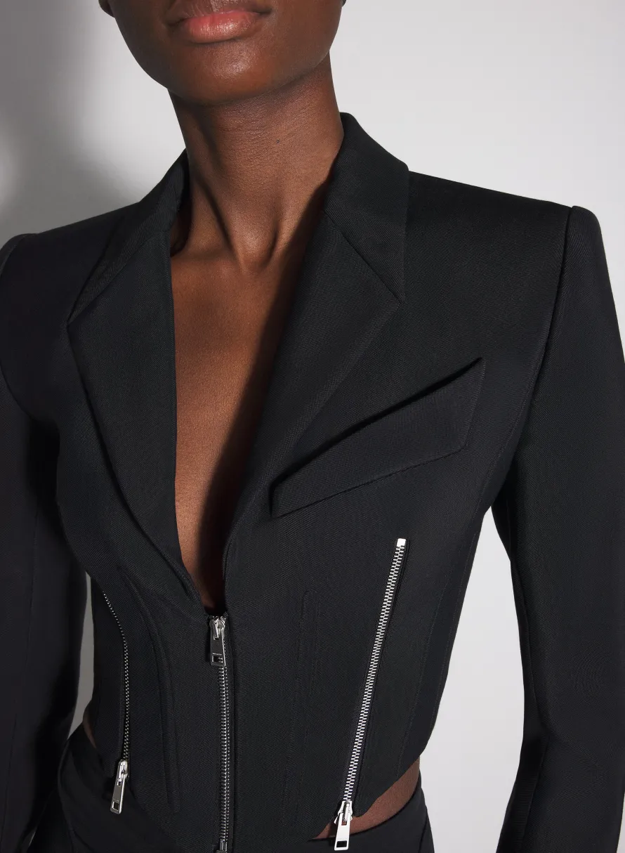 Women MUGLER black zipped wool jacket