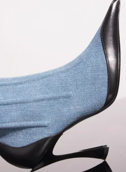 MUGLER blue bi-color boned denim fang 95 ankle boots
