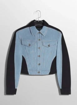 Women MUGLER blue bi-color denim jacket