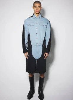Women MUGLER blue bi-color denim jacket