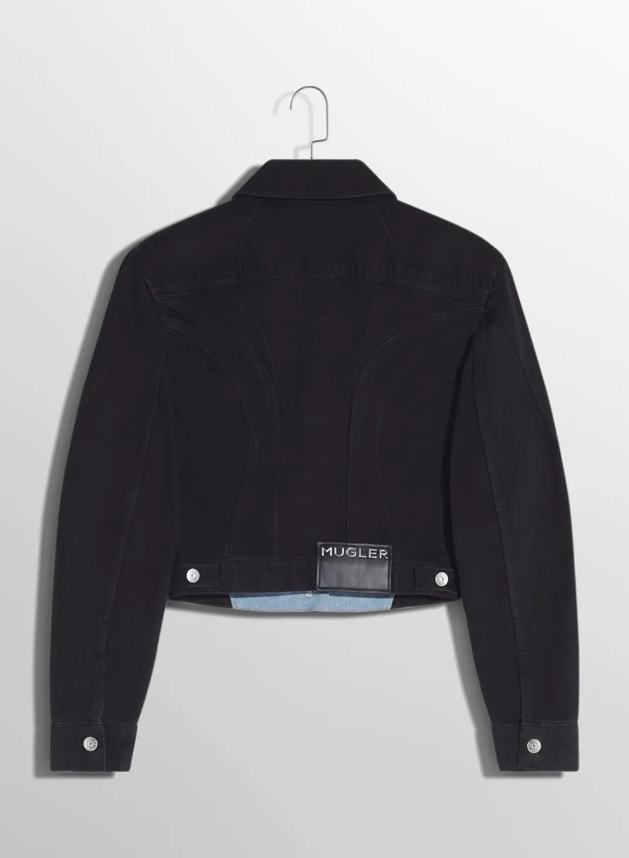 Women MUGLER blue bi-color denim jacket
