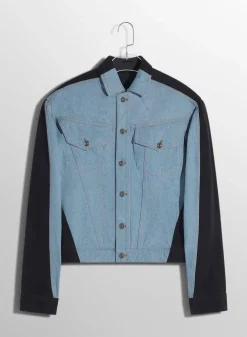 Women MUGLER blue bi-color denim jacket