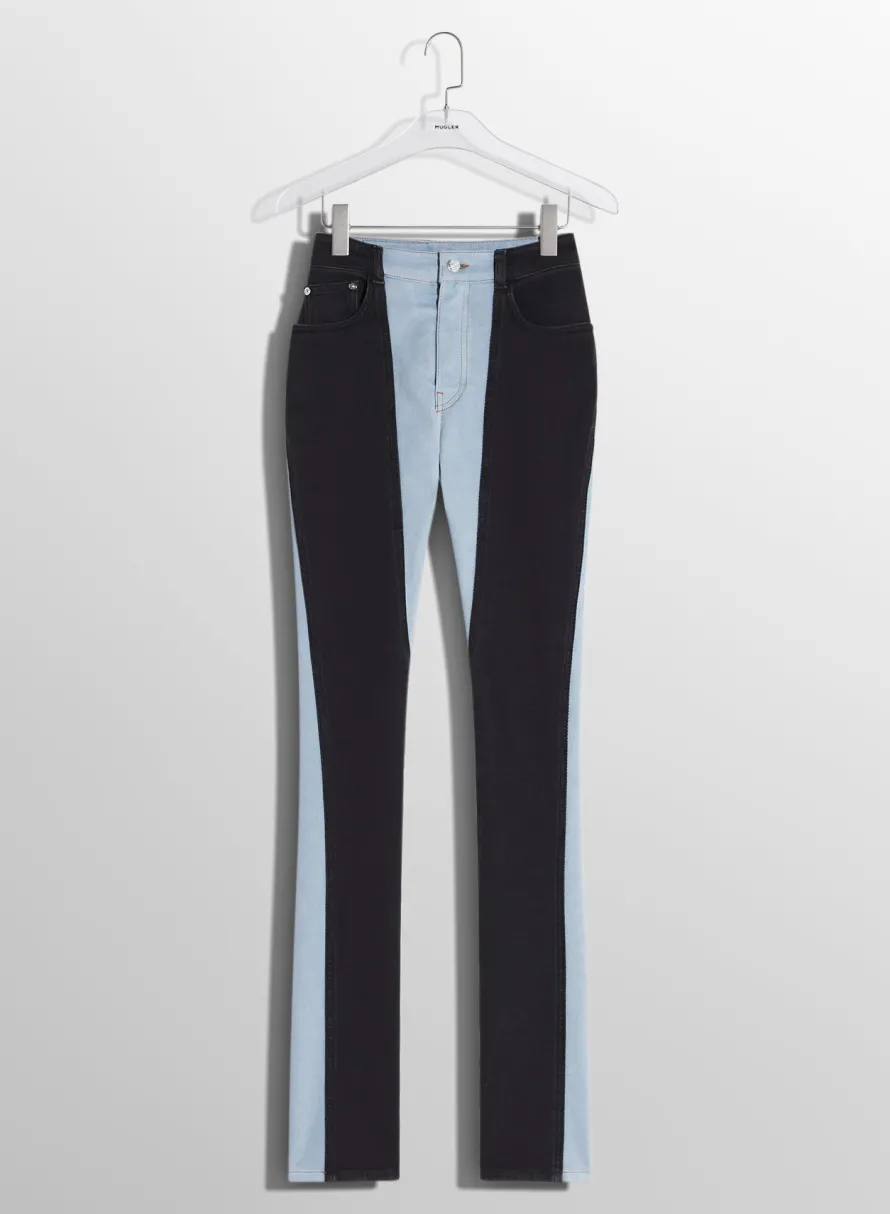 Women MUGLER blue bi-color skinny jeans