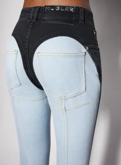 Women MUGLER blue bi-color skinny jeans