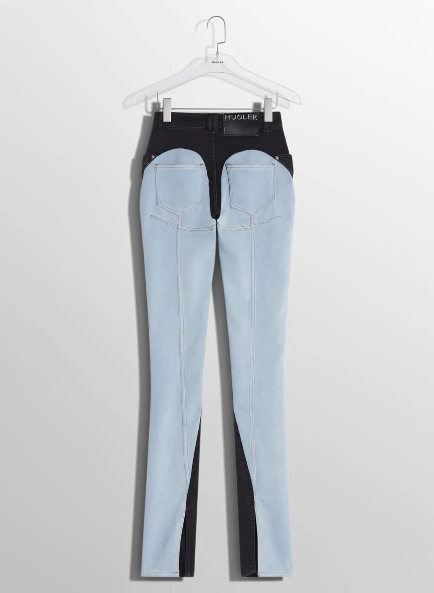 Women MUGLER blue bi-color skinny jeans
