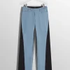 Women MUGLER blue bi-color straight leg jeans