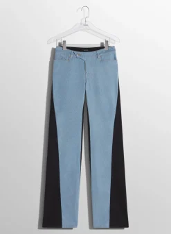 Women MUGLER blue bi-color straight leg jeans
