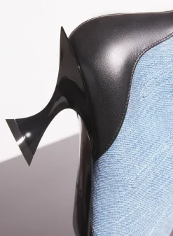 MUGLER blue boned denim fang 55 ankle boots