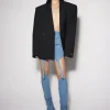 Women MUGLER blue buckled chaps skinny jeans