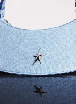 MUGLER blue denim zenith bag