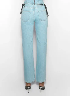 Women MUGLER blue laced-up straight leg jeans