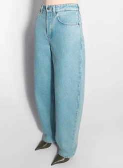 Women MUGLER blue laced-up wide leg jeans