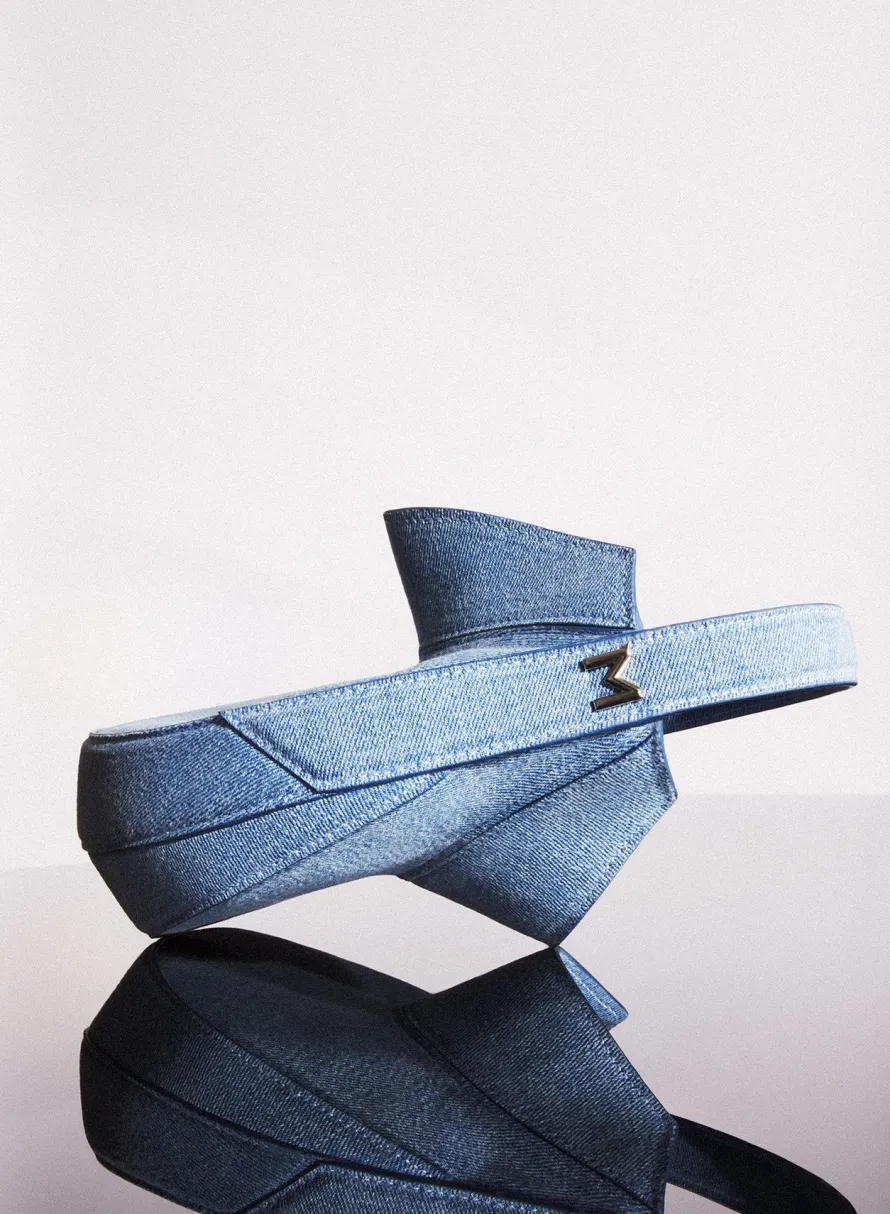 MUGLER blue mini denim spiral curve 02