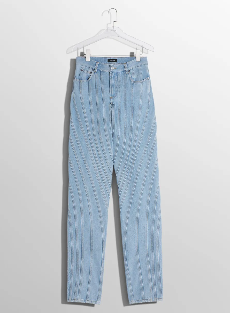 Women MUGLER blue spiral baggy jeans
