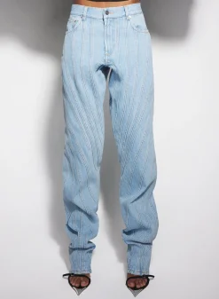 Women MUGLER blue spiral baggy jeans