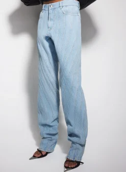 Women MUGLER blue spiral baggy jeans
