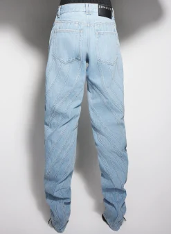 Women MUGLER blue spiral baggy jeans