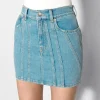 Women MUGLER blue spiral denim skirt
