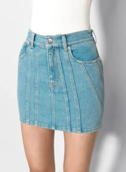 Women MUGLER blue spiral denim skirt