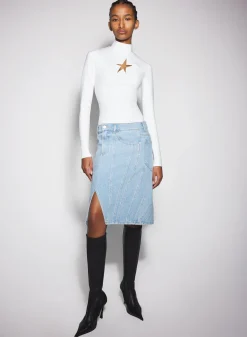 Women MUGLER blue spiral denim skirt