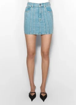 Women MUGLER blue spiral denim skirt