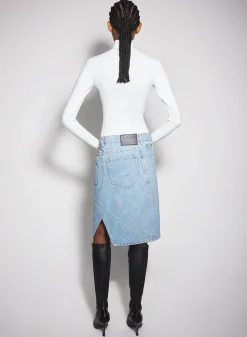 Women MUGLER blue spiral denim skirt