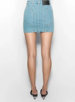 Women MUGLER blue spiral denim skirt