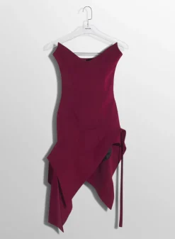 Women MUGLER burgundy asymmetric bustier dress