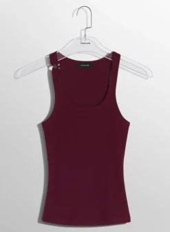 Women MUGLER burgundy pierced tank top