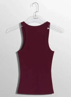 Women MUGLER burgundy pierced tank top