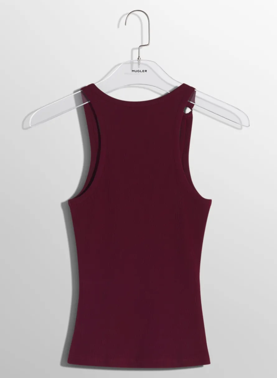 Women MUGLER burgundy pierced tank top