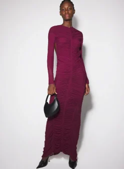 Women MUGLER burgundy ruched gown