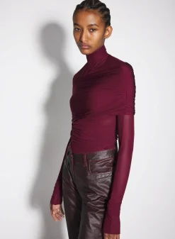Women MUGLER burgundy ruched top