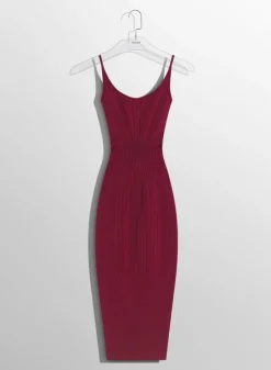 Women MUGLER burgundy sculpting knit dress