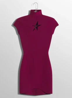 Women MUGLER burgundy star mini dress